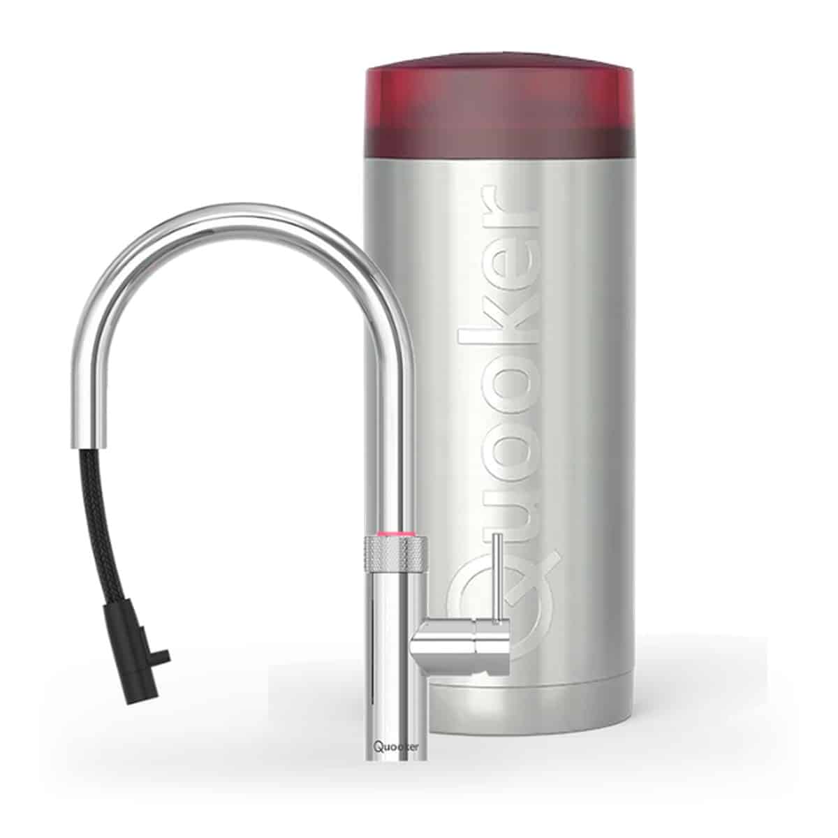 Quooker Flex Round Chroom met Combi, kraan en reservoir samen op wit