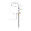 Quooker Classic Fusion Square Chroom Losse Kraan, maattekening van de kraan: kraangat 35 millimeter