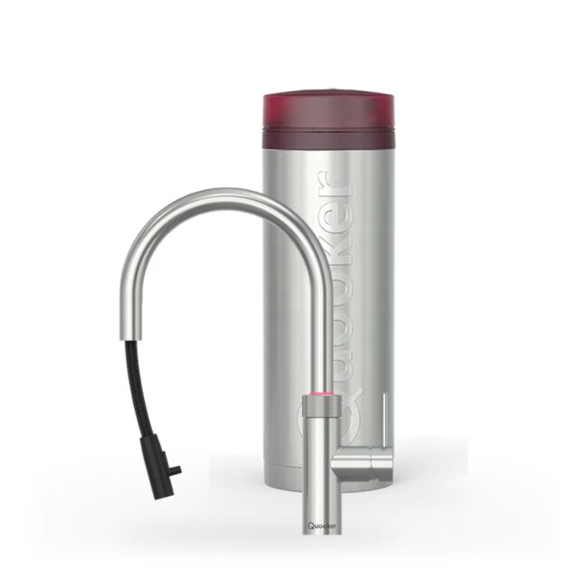 Quooker Flex Round RVS met PRO3, kraan en reservoir samen op wit