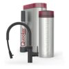 Quooker Flex Round Zwart met PRO3 en een CUBE, kraan, reservoir en CUBE samen op wit