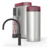 Quooker Fusion Round Zwart met Combi en een CUBE, kraan, reservoir en CUBE samen op wit