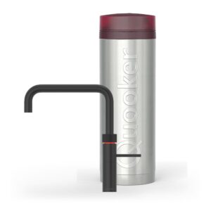 Quooker Fusion Square Zwart met PRO3, kraan en reservoir samen op wit