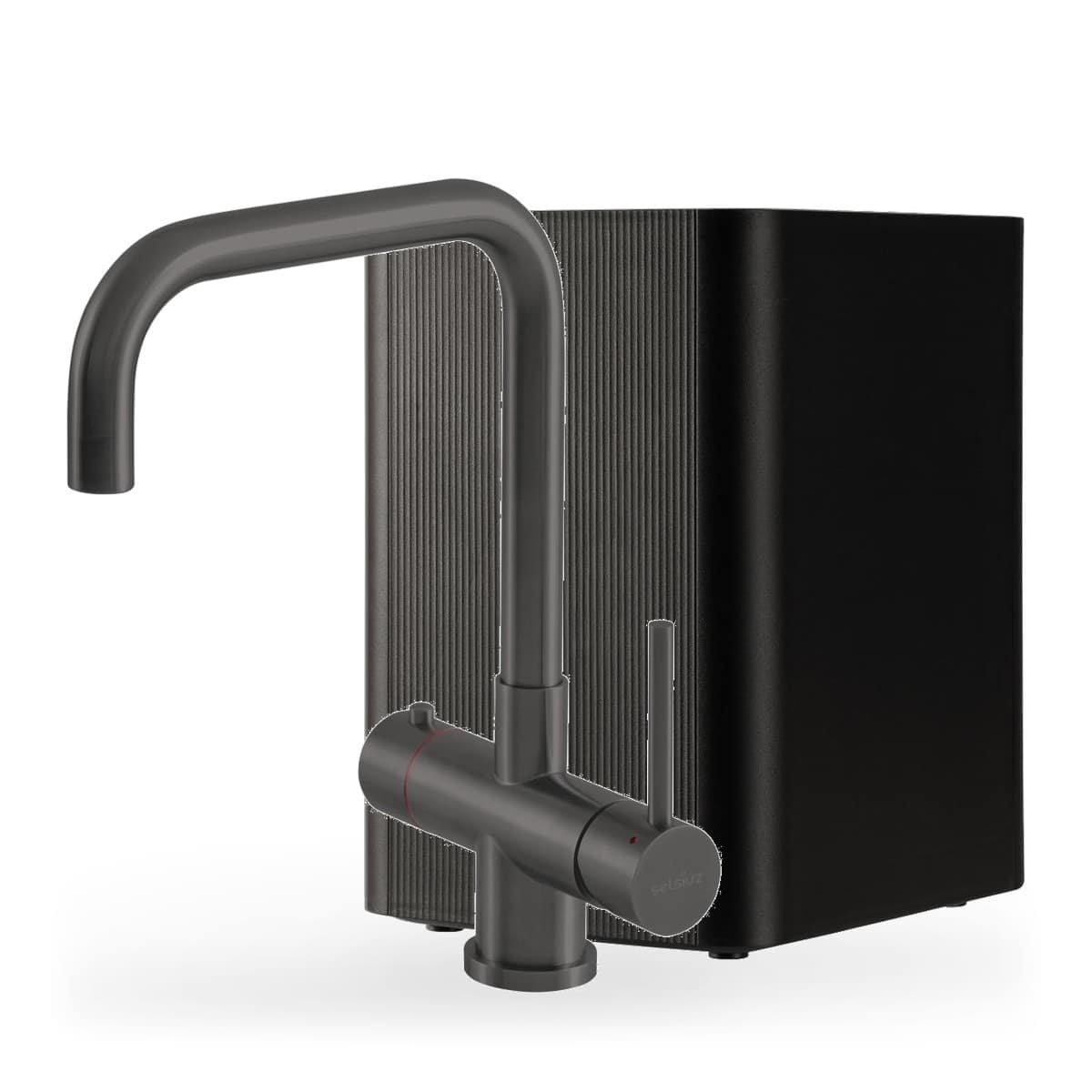 Selsiuz Push & Turn 3-in-1 Haaks Gunmetal met Classic boiler single, kraan en reservoir samen op wit
