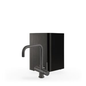 Selsiuz Push & Turn 3-in-1 Haaks Gunmetal met Classic boiler single, kraan en reservoir samen op wit