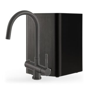 Selsiuz Push & Turn 3-in-1 Rond Gunmetal met Classic boiler combi extra, kraan en reservoir samen op wit