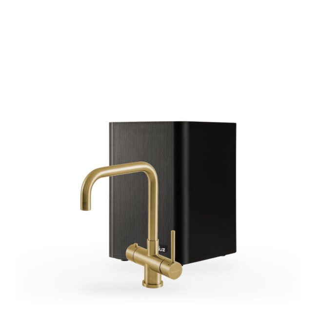 Selsiuz Push & Turn 3-in-1 Haaks Goud met Classic boiler combi extra, kraan en reservoir samen op wit