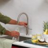 Quooker Classic Fusion Round RVS met PRO3 en een CUBE in een tweede keukenopstelling
