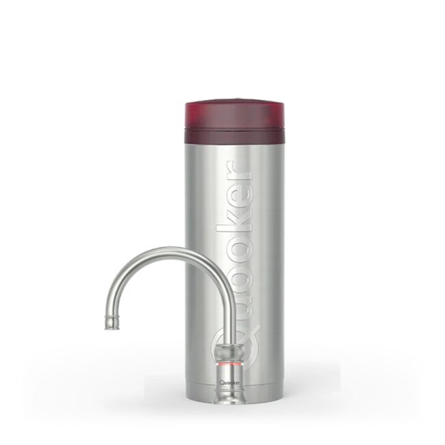 Quooker Classic Nordic Round RVS met PRO3, kraan en reservoir samen op wit