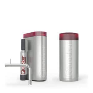 Quooker Front RVS met Combi en een CUBE, kraan en reservoir samen op wit