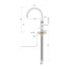 Quooker Classic Fusion Round Messing Patina met PRO3, maattekening van de kraan: kraangat 35 millimeter