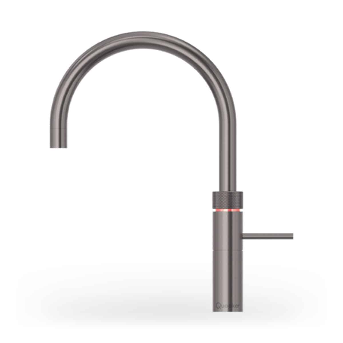 Quooker Fusion Round Gunmetal met Combi+ en een CUBE 2 Quooker Fusion Round Gunmetal met Combi+ en een CUBE, de kraan los, 366 millimeter hoog
