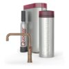 Quooker Classic Fusion Square Messing Patina met PRO3 en een CUBE, kraan, reservoir en CUBE samen op wit
