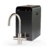 Unito Cosmos Rond RVS look met LAVA XL 8 liter, kraan en reservoir samen op wit