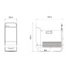 Unito Orbit Rond Zwart met Infinity Juice-Bar, maattekening van het reservoir: hoogte 480, breedte 200 en diepte 452 millimeter