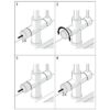 Vierstappendiagram: 1. Steek de kabel in de Floww Perfect3 Touch Round Chroom met Combi-L ketelaansluiting. 2. Draai de dop aan de zijkant met de klok mee. 3. Kabel blijft vastzitten. 4. Draai de dop nog twee keer voor een goede installatie.