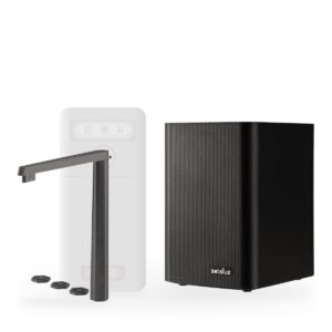 Selsiuz Hexagon 5-in-1 Zwart met Classic boiler combi extra en een Cooler, kraan en reservoir samen op wit
