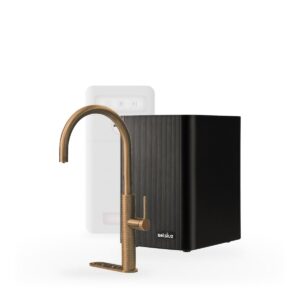 Selsiuz Motif 5-in-1 Copper met Classic boiler single en een Cooler, kraan, reservoir en Cooler samen op wit