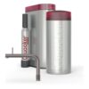 Quooker Front Gunmetal met Combi en een CUBE, kraan, reservoir en CUBE samen op wit