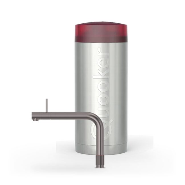 Quooker Front Gunmetal met Combi+, kraan en reservoir samen op wit