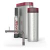 Quooker Front Gunmetal met PRO3 en een CUBE, kraan, reservoir en CUBE samen op wit