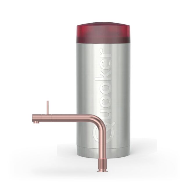 Quooker Front Rosé Koper met Combi, kraan en reservoir samen op wit