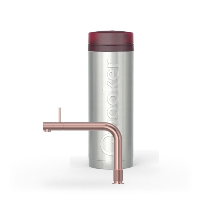Quooker Front Rosé Koper met PRO3, kraan en reservoir samen op wit